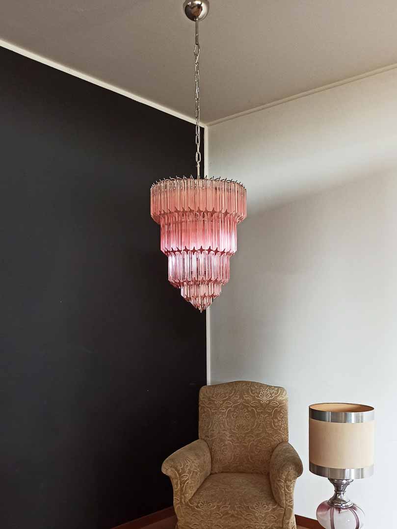 Murano Chandelier – 112 prisms – Pink - Joyfuzzy