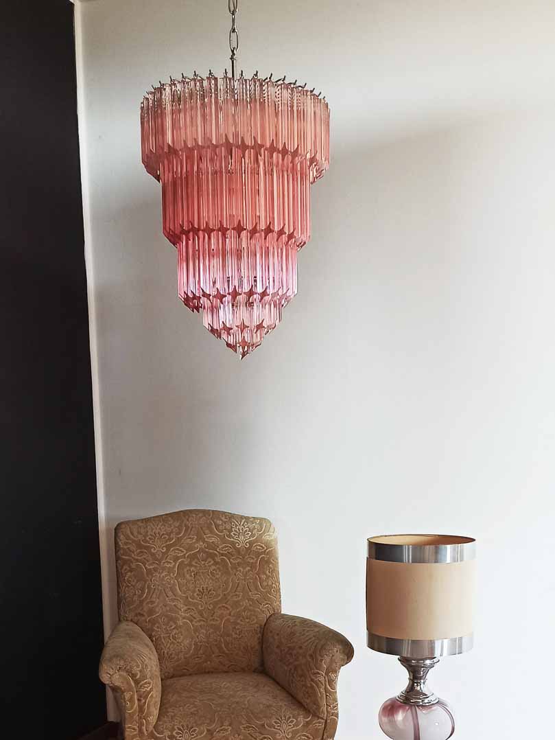 Murano Chandelier – 112 prisms – Pink - Joyfuzzy