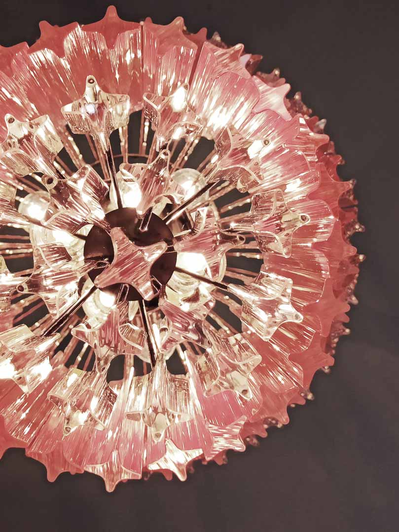 Murano Chandelier – 112 prisms – Pink - Joyfuzzy