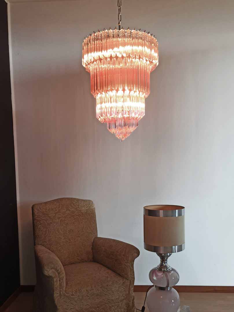 Murano Chandelier – 112 prisms – Pink - Joyfuzzy