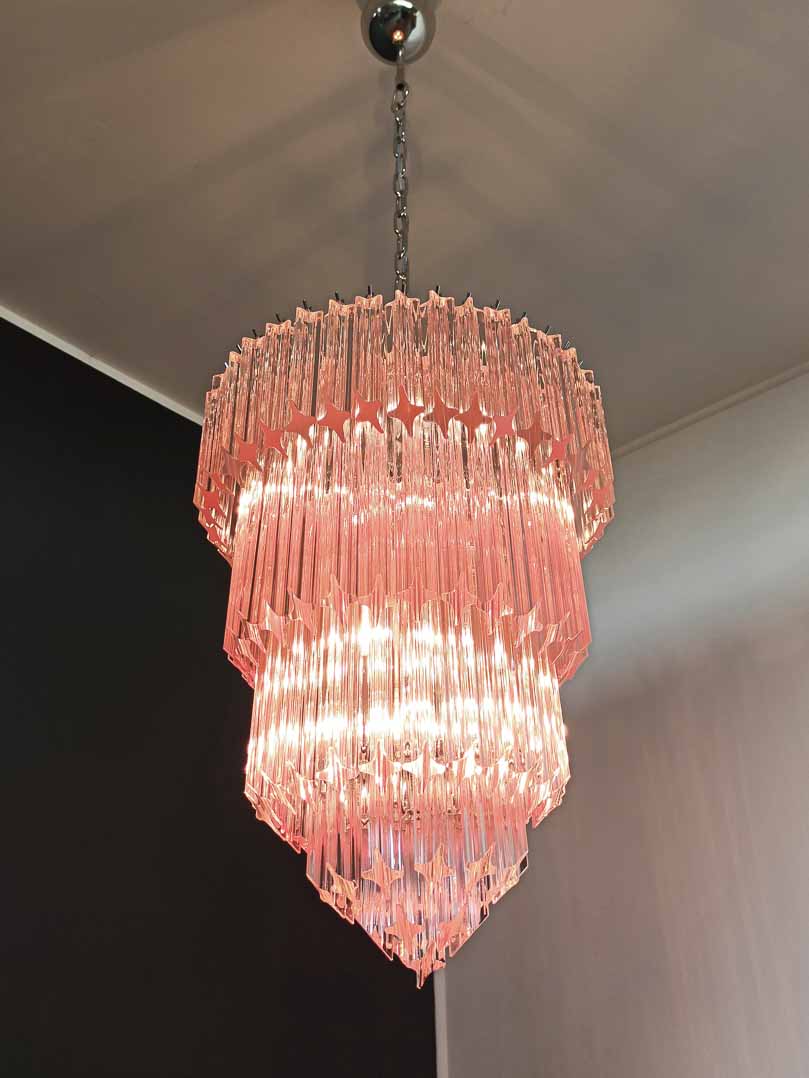 Murano Chandelier – 112 prisms – Pink - Joyfuzzy