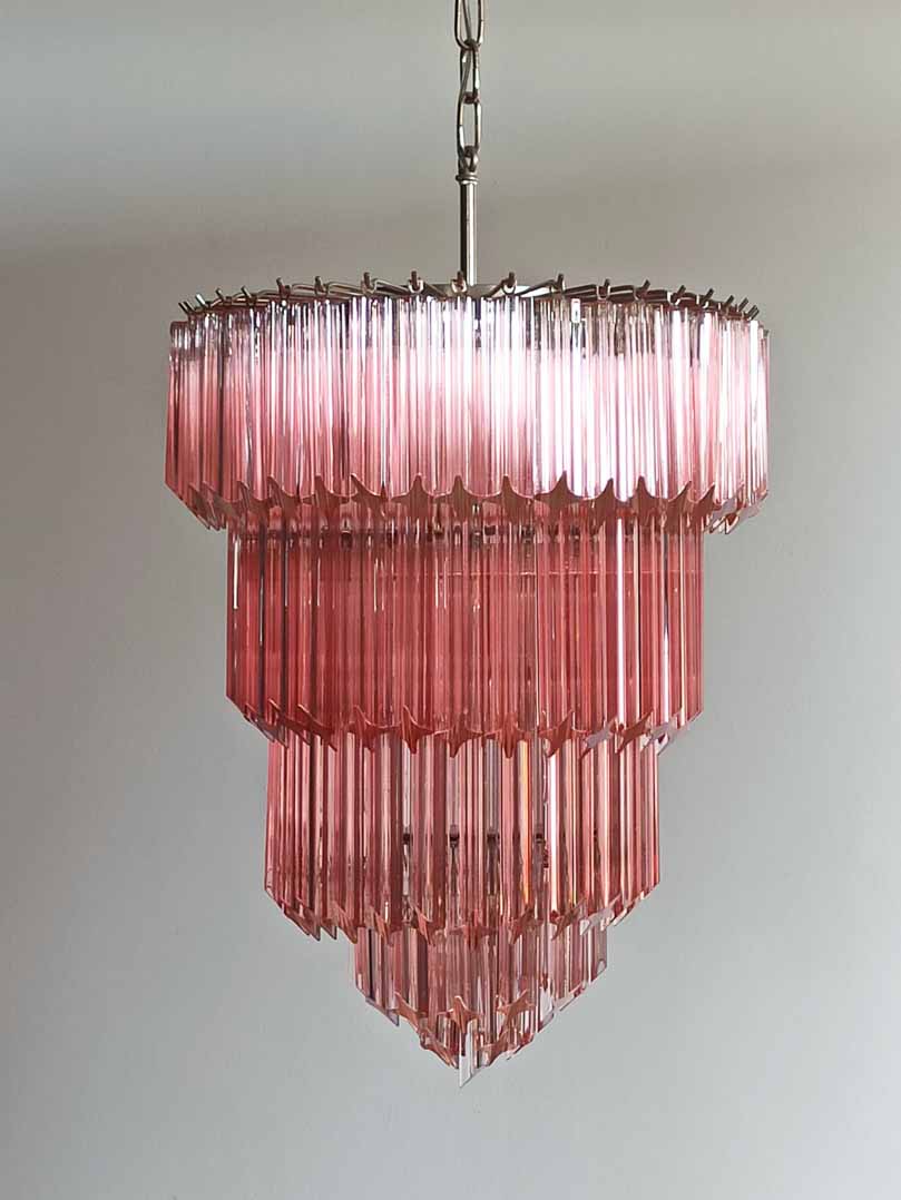 Murano Chandelier – 112 prisms – Pink - Joyfuzzy