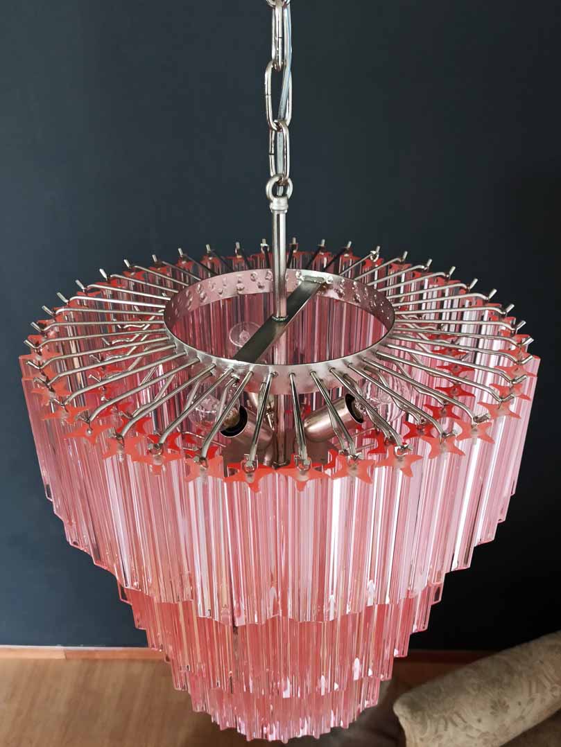 Murano Chandelier – 112 prisms – Pink - Joyfuzzy