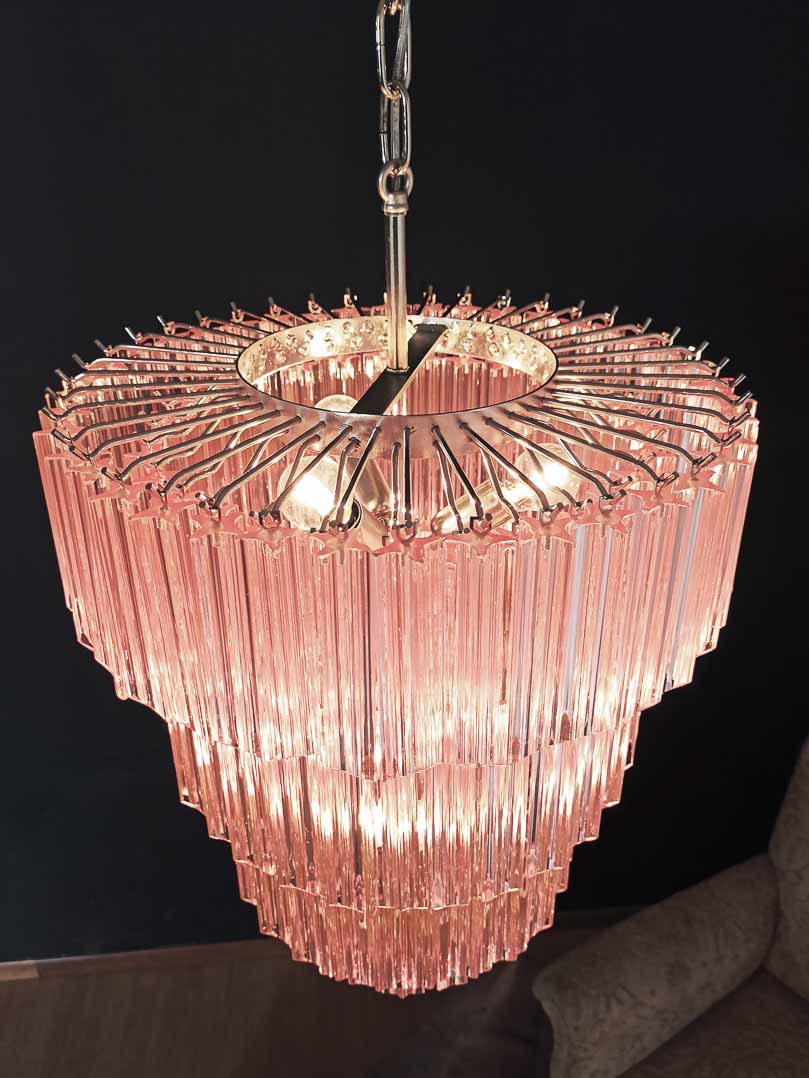Murano Chandelier – 112 prisms – Pink - Joyfuzzy