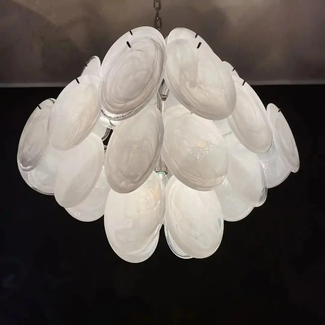 Murano Chandelier 36 White Disks - Joyfuzzy