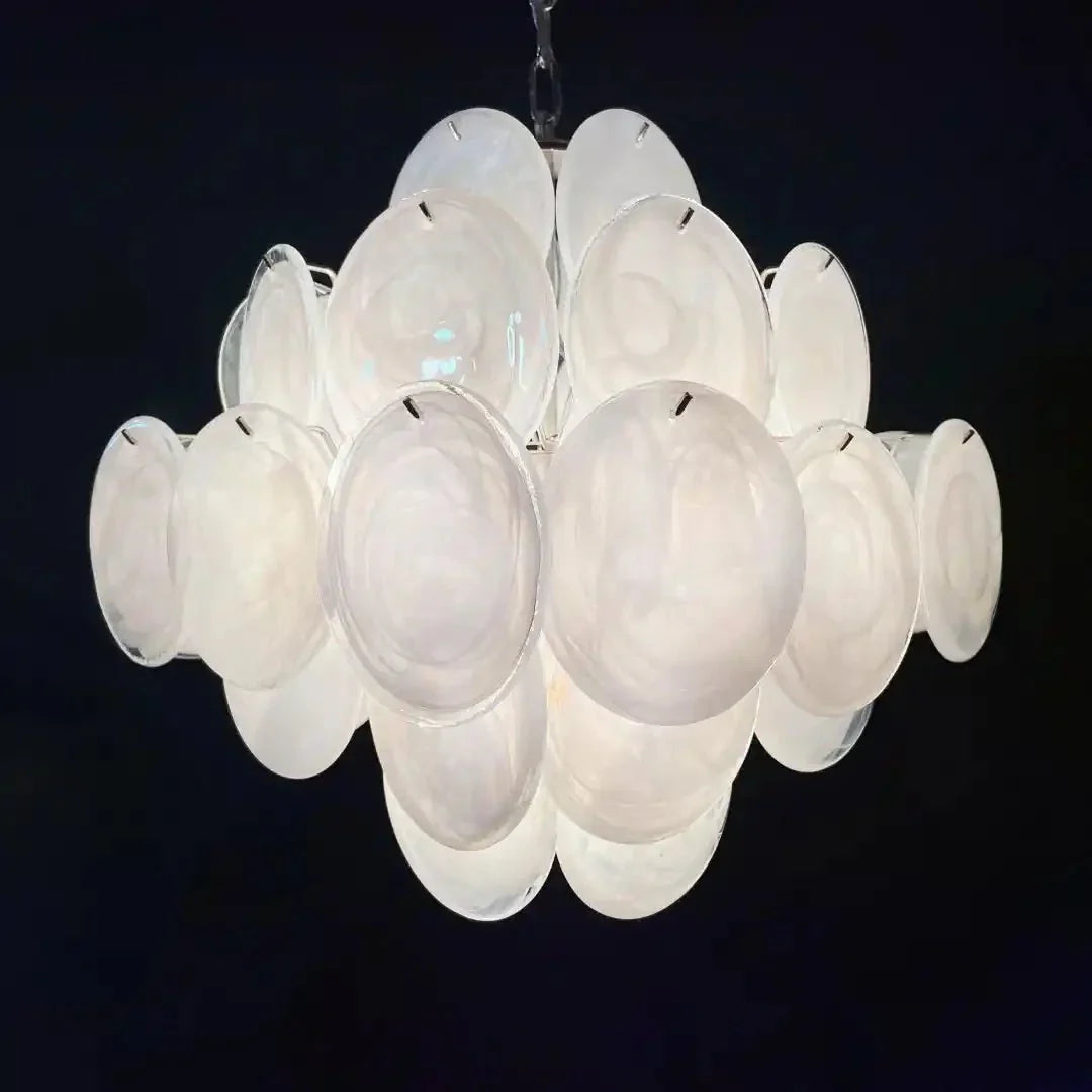Murano Chandelier 36 White Disks - Joyfuzzy