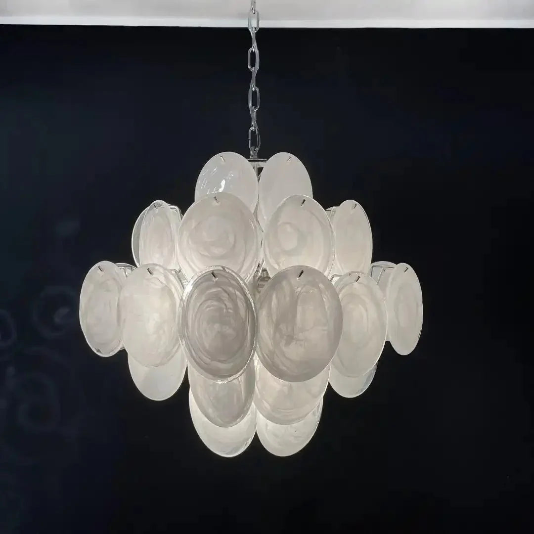 Murano Chandelier 36 White Disks - Joyfuzzy