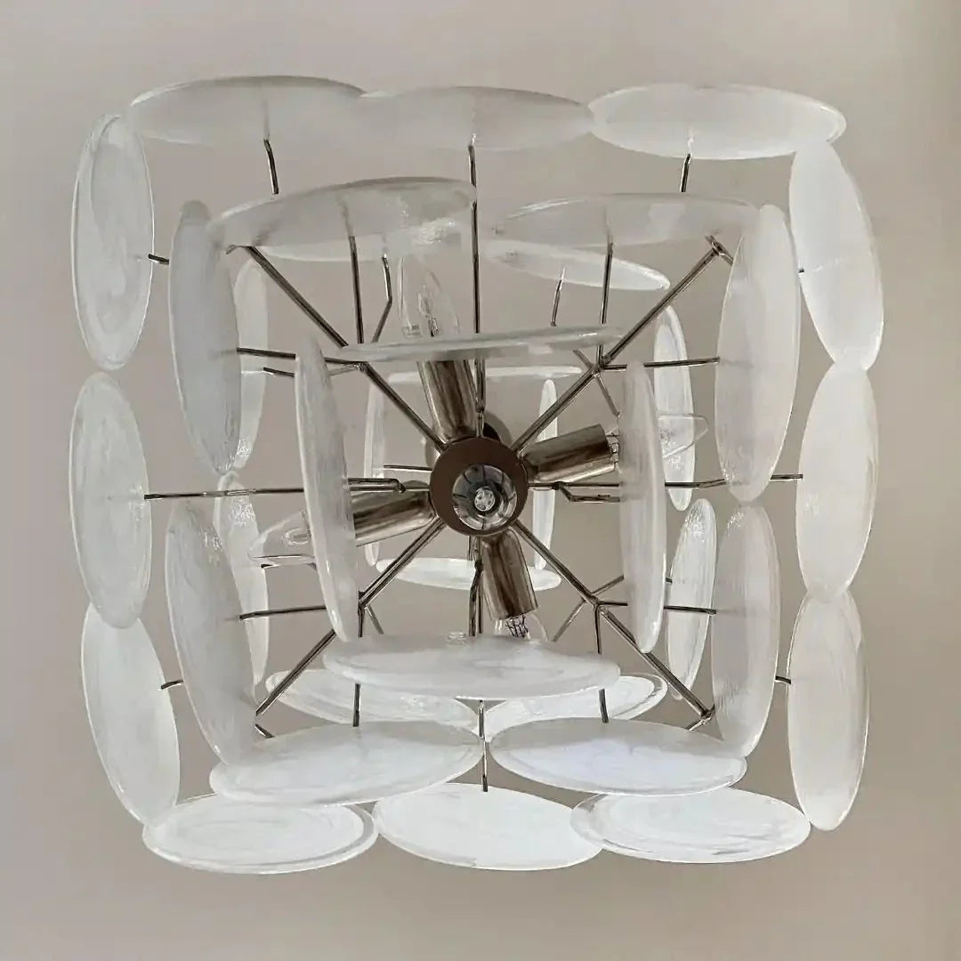 Murano Chandelier 36 White Disks - Joyfuzzy