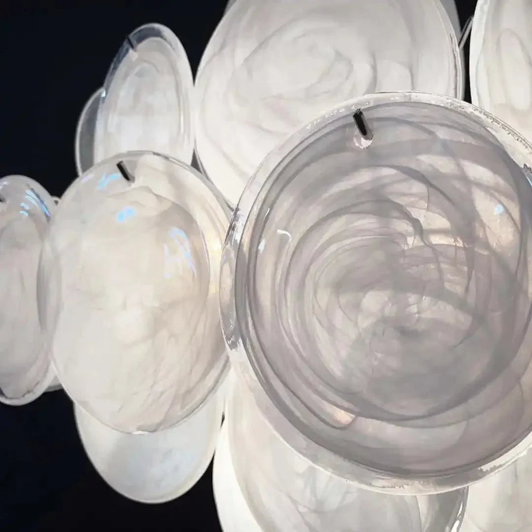 Murano Chandelier 36 White Disks - Joyfuzzy