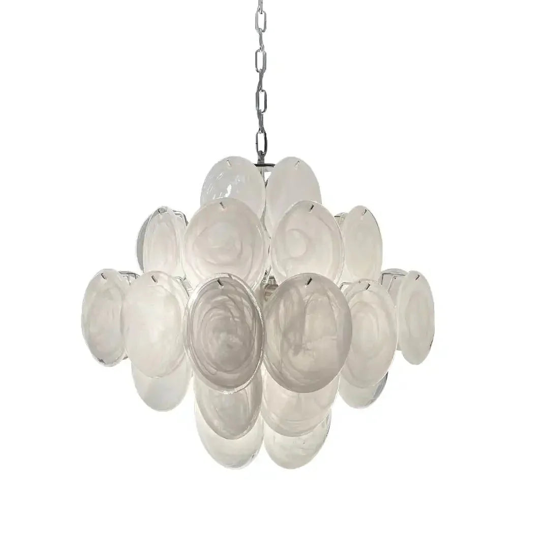Murano Chandelier 36 White Disks - Joyfuzzy