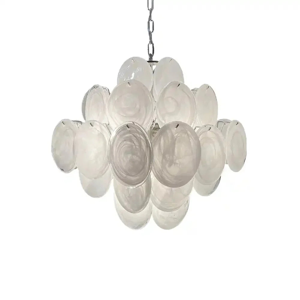 Murano Chandelier 36 White Disks - Joyfuzzy