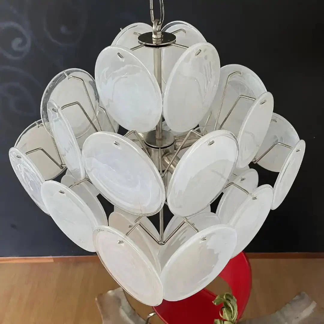 Murano Chandelier 36 White Disks - Joyfuzzy