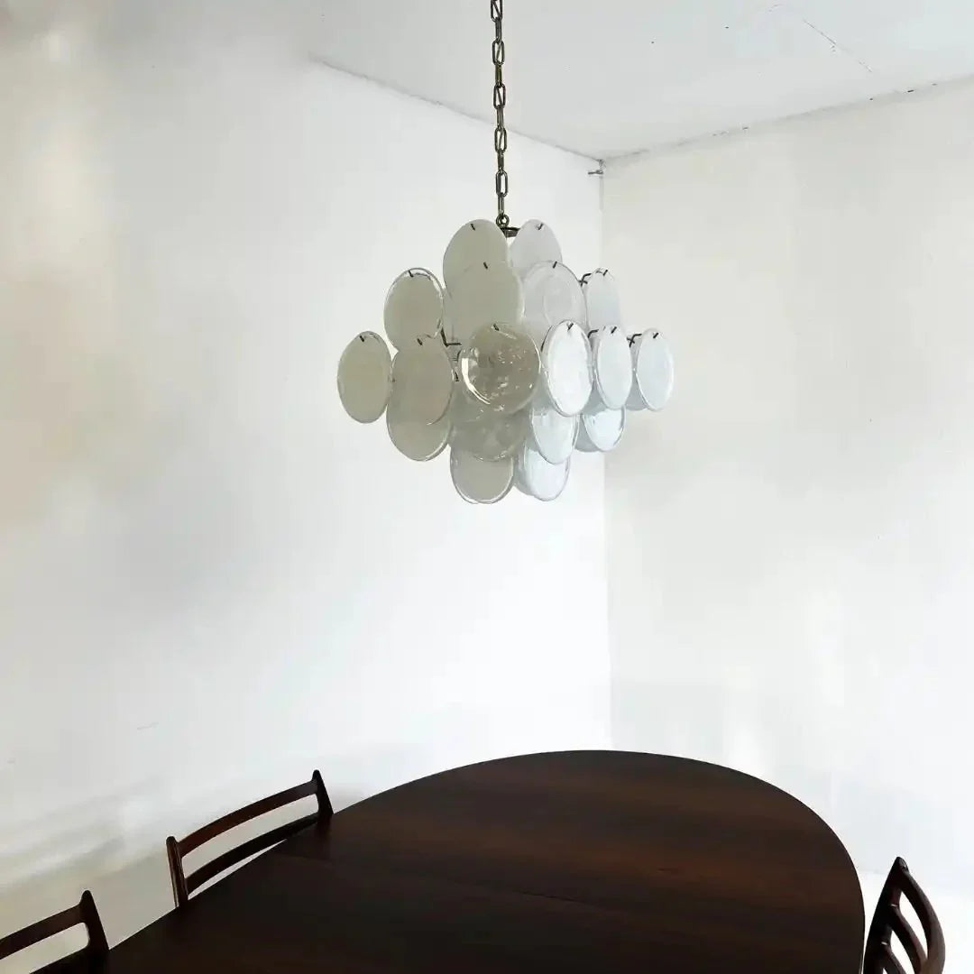 Murano Chandelier 36 White Disks - Joyfuzzy