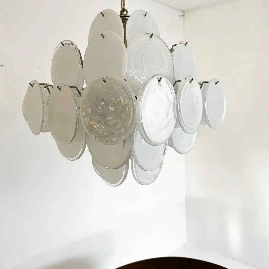 Murano Chandelier 36 White Disks - Joyfuzzy