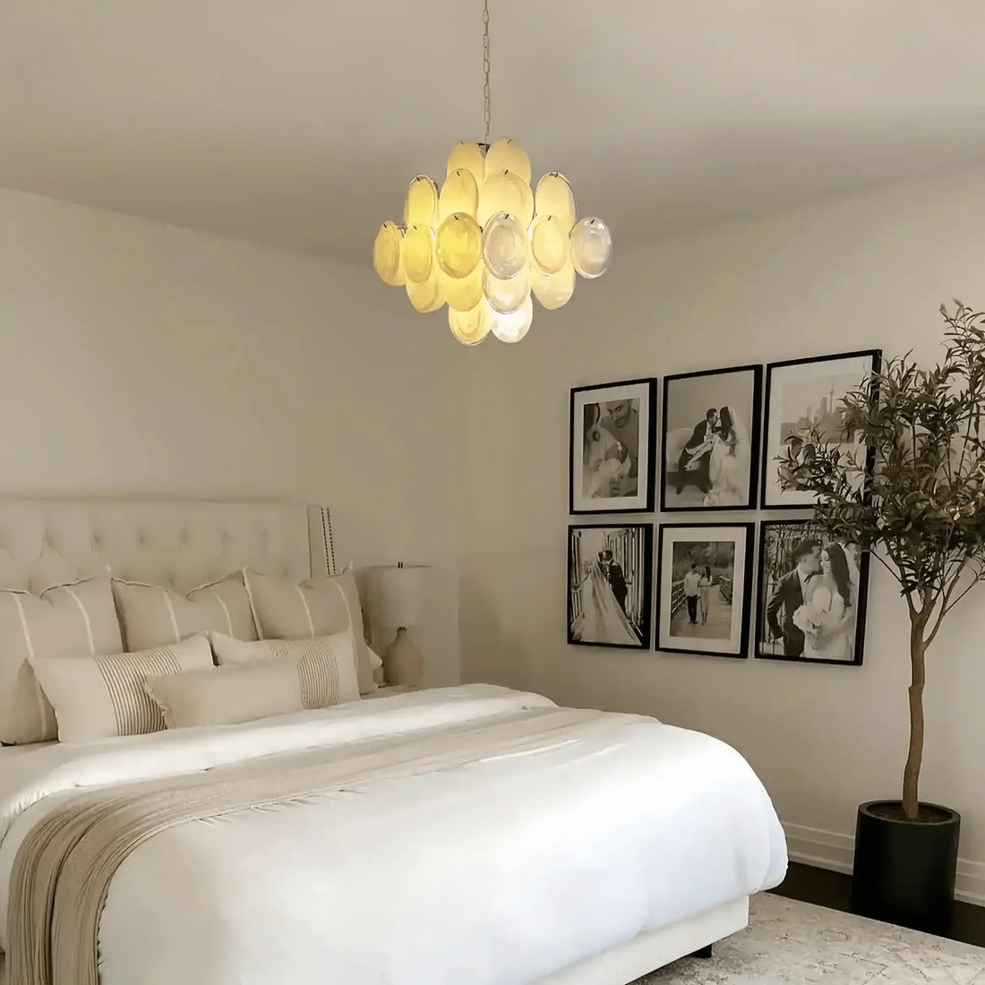 Murano Chandelier 36 White Disks - Joyfuzzy