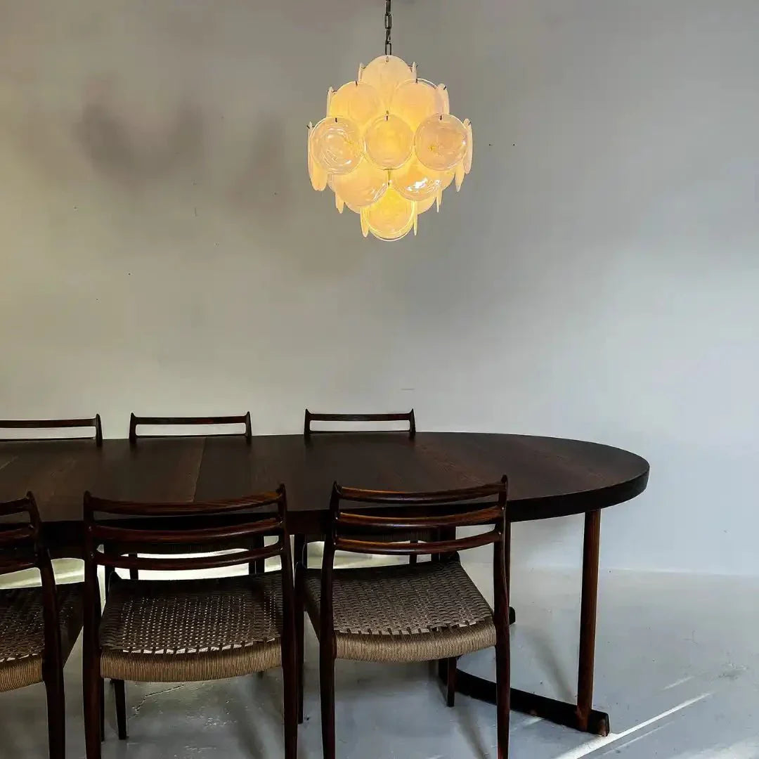Murano Chandelier 36 White Disks - Joyfuzzy