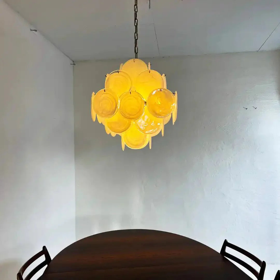 Murano Chandelier 36 White Disks - Joyfuzzy