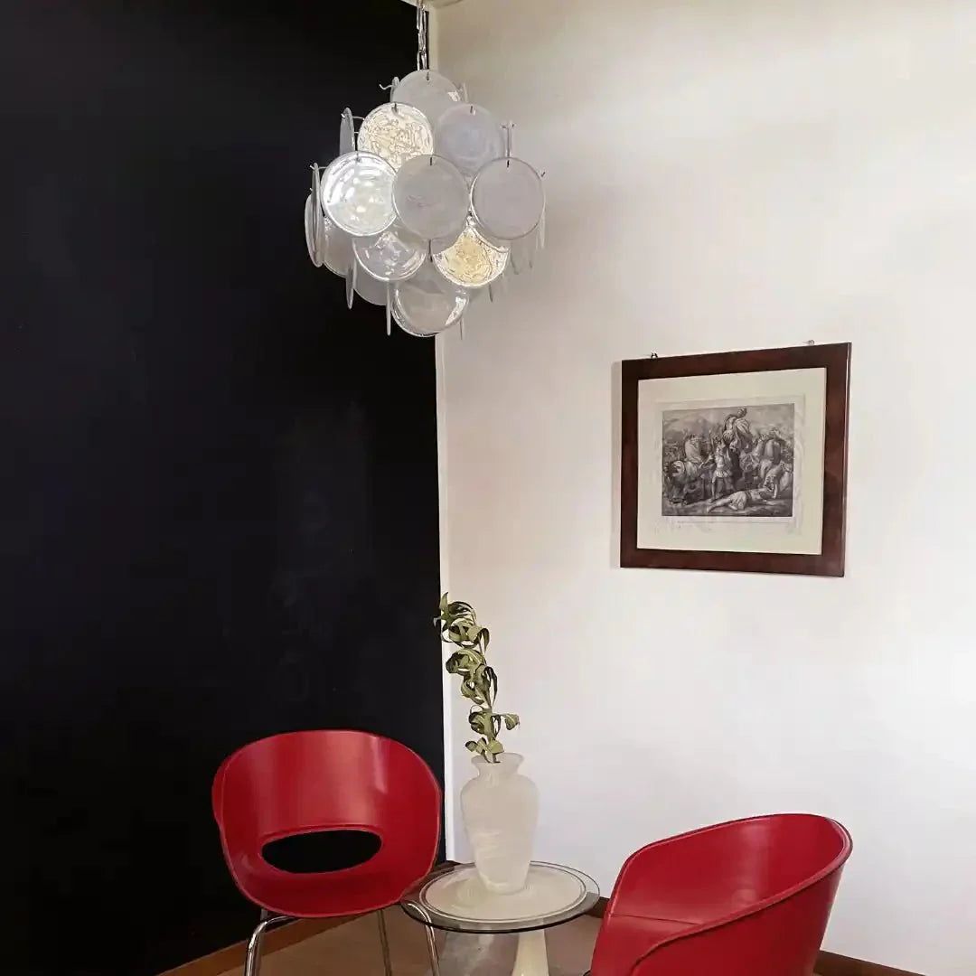 Murano Chandelier 36 White Disks - Joyfuzzy