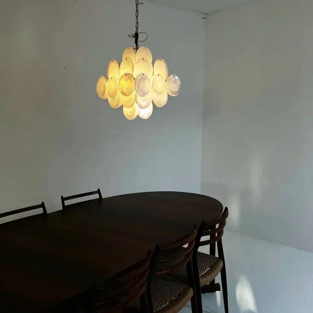 Murano Chandelier 36 White Disks - Joyfuzzy