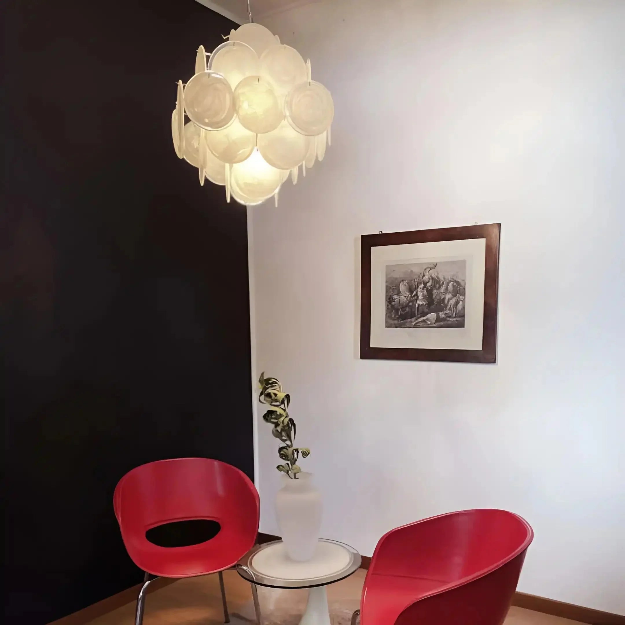 Murano Chandelier 36 White Disks - Joyfuzzy