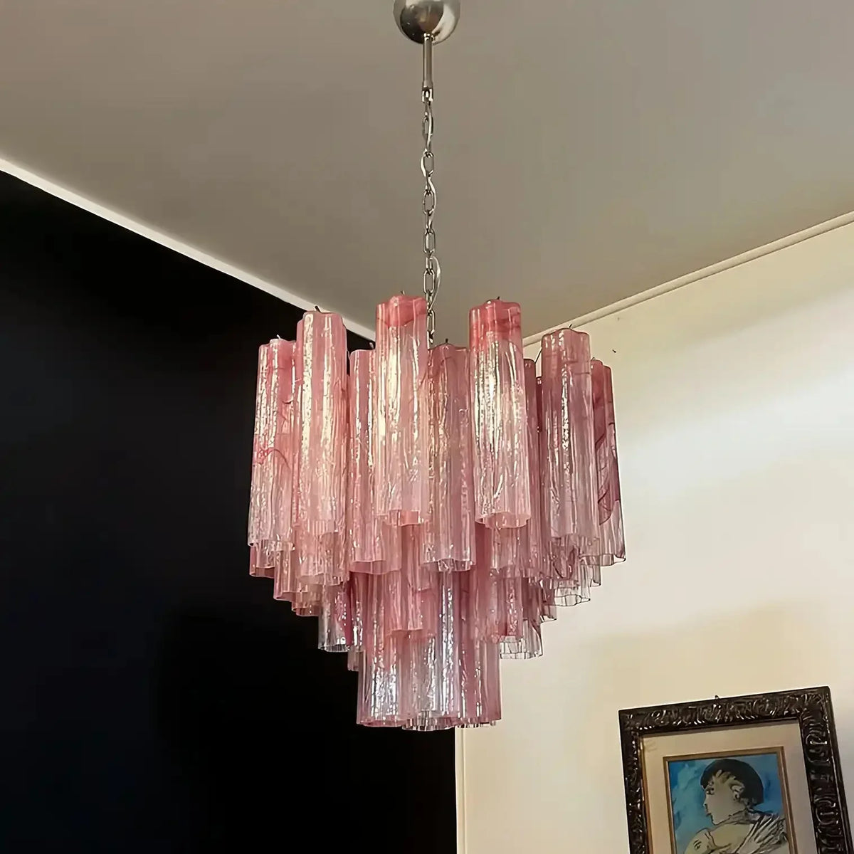 Murano Chandelier – 48 tubes – Alabaster Pink - Joyfuzzy