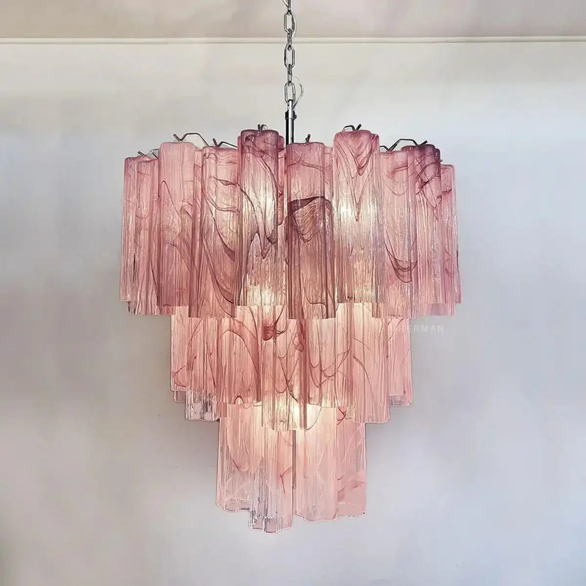 Murano Chandelier – 48 tubes – Alabaster Pink - Joyfuzzy