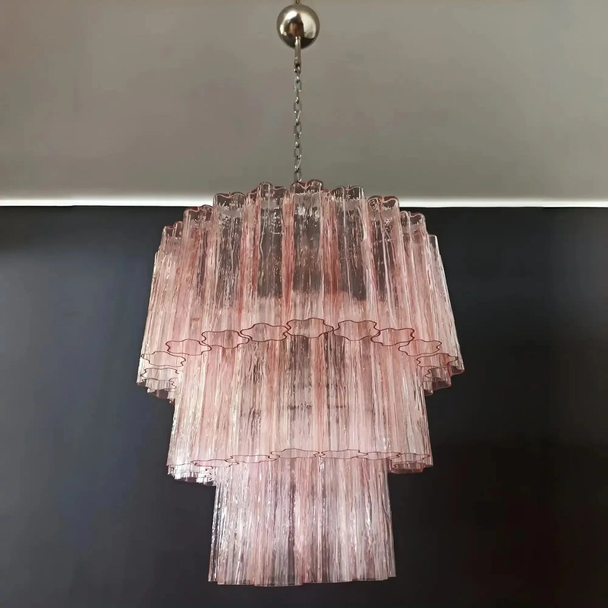 Murano Chandelier – 48 tubes – Alabaster Pink - Joyfuzzy