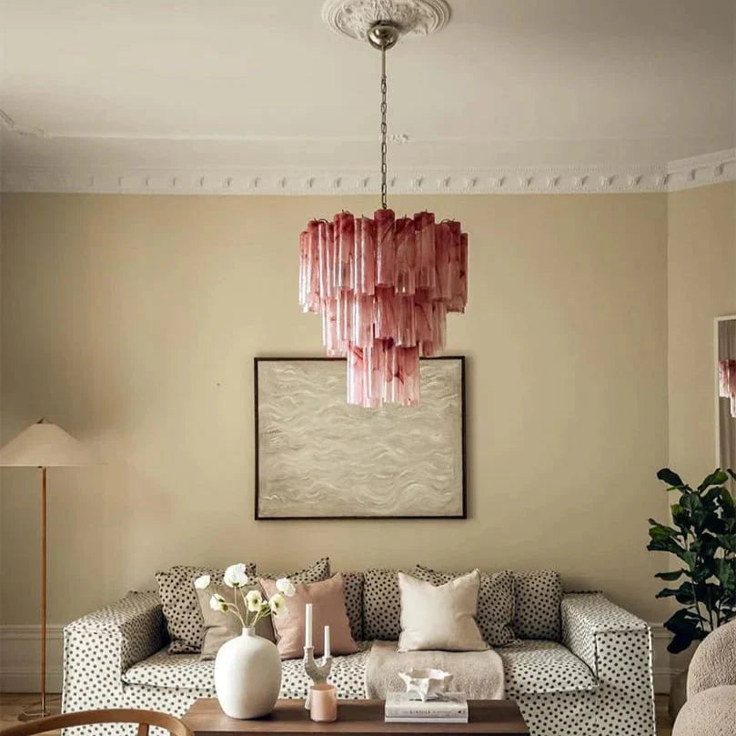 Murano Chandelier – 48 tubes – Alabaster Pink - Joyfuzzy