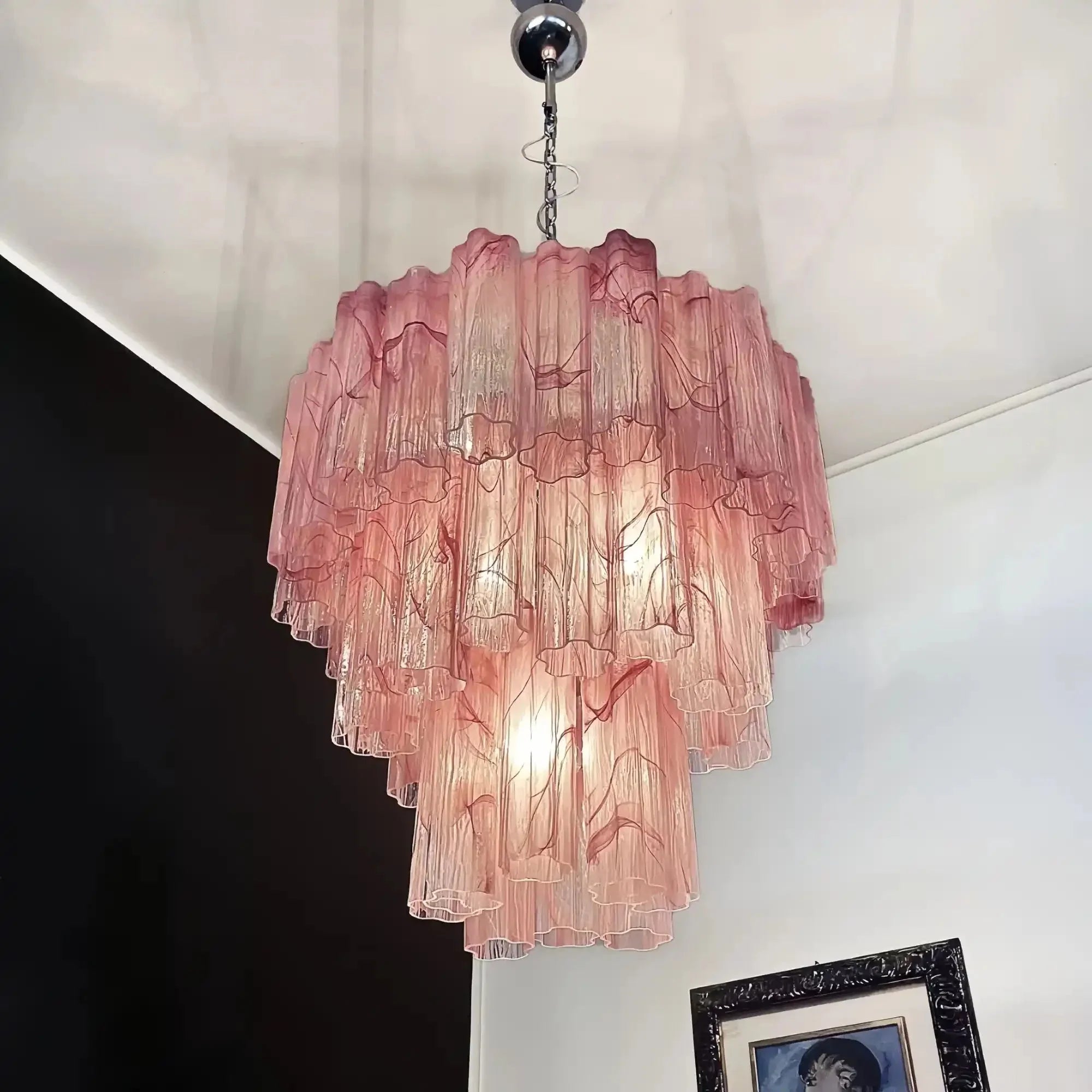 Murano Chandelier – 48 tubes – Alabaster Pink - Joyfuzzy