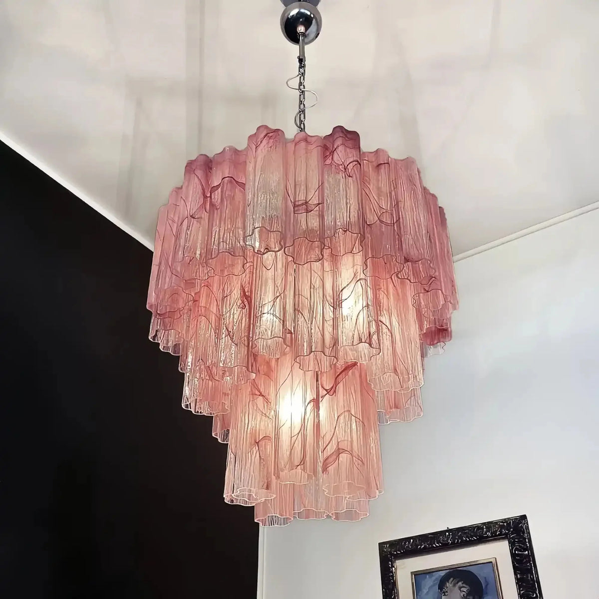 Murano Chandelier – 48 tubes – Alabaster Pink - Joyfuzzy