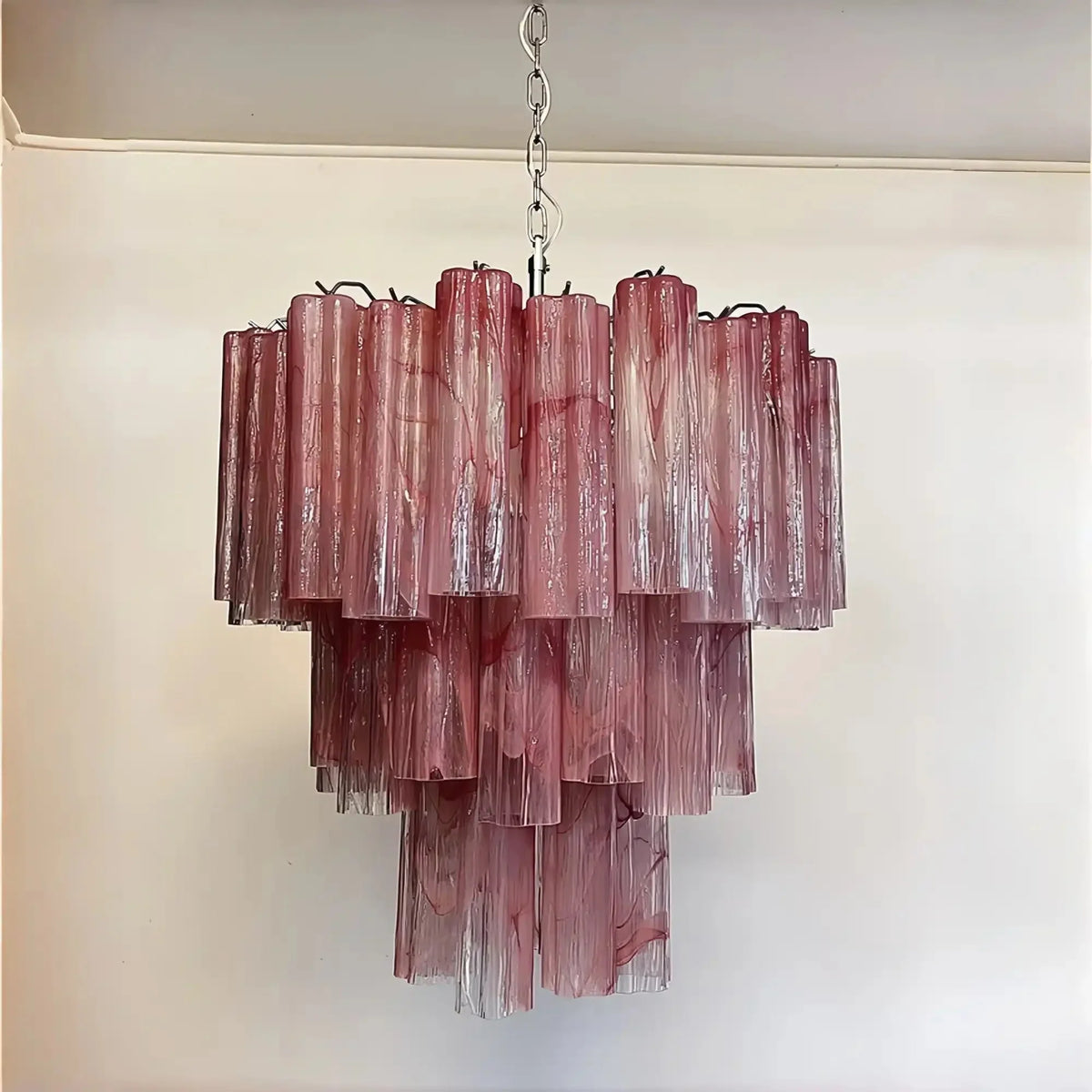 Murano Chandelier – 48 tubes – Alabaster Pink - Joyfuzzy