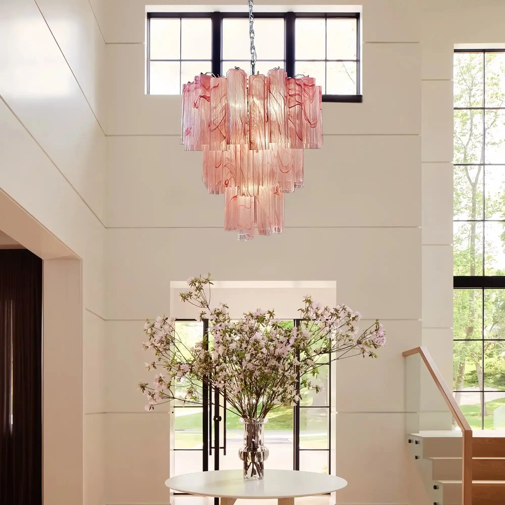 Murano Chandelier – 48 tubes – Alabaster Pink - Joyfuzzy