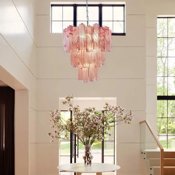 Murano Chandelier – 48 tubes – Alabaster Pink - Joyfuzzy
