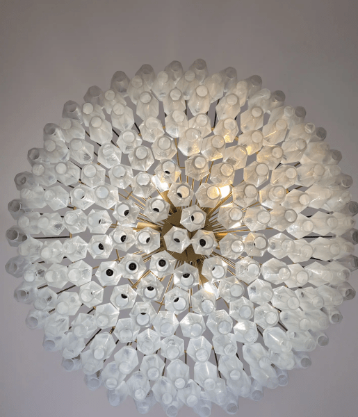 Murano Chandelier – Poliedri – 185 glass – White Alabaster - Joyfuzzy