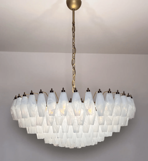 Murano Chandelier – Poliedri – 185 glass – White Alabaster - Joyfuzzy
