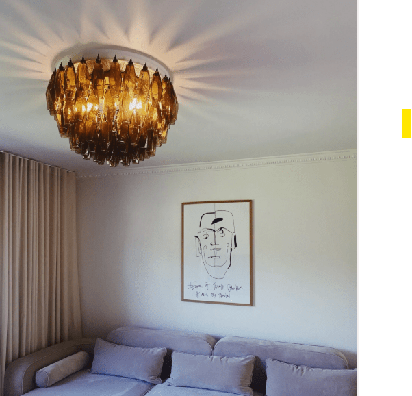 Murano Chandelier – Poliedri – 84 glasses – Dark smoked - Joyfuzzy