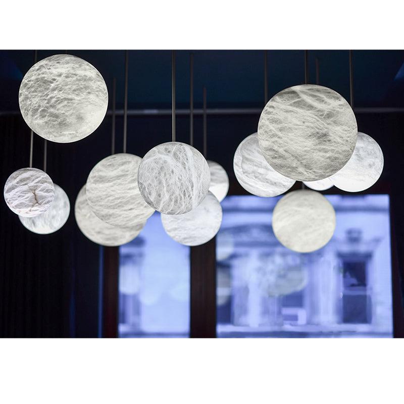 Nami Alabaster Sphere Staircase Chandelier,Multi Pendant Light - 3BallsJoyfuzzy