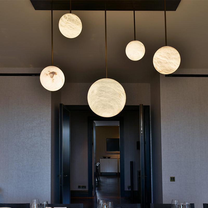 Nami Alabaster Sphere Staircase Chandelier,Multi Pendant Light - 7.87" DJoyfuzzy