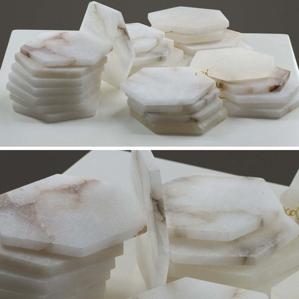 Natural Alabaster Cube Modern Chandelier