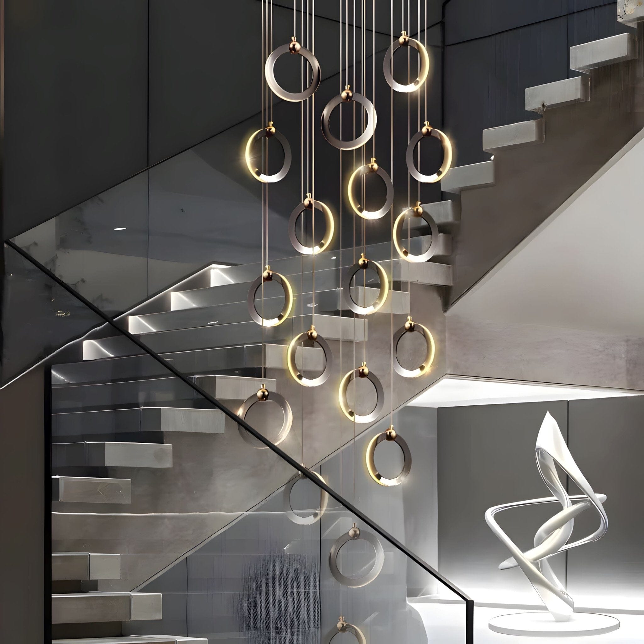 NEBULA Chandelier - 1 ring - 6.6" x 60" / 17cm x 150cm - 8WCool Light (6000K)Joyfuzzy