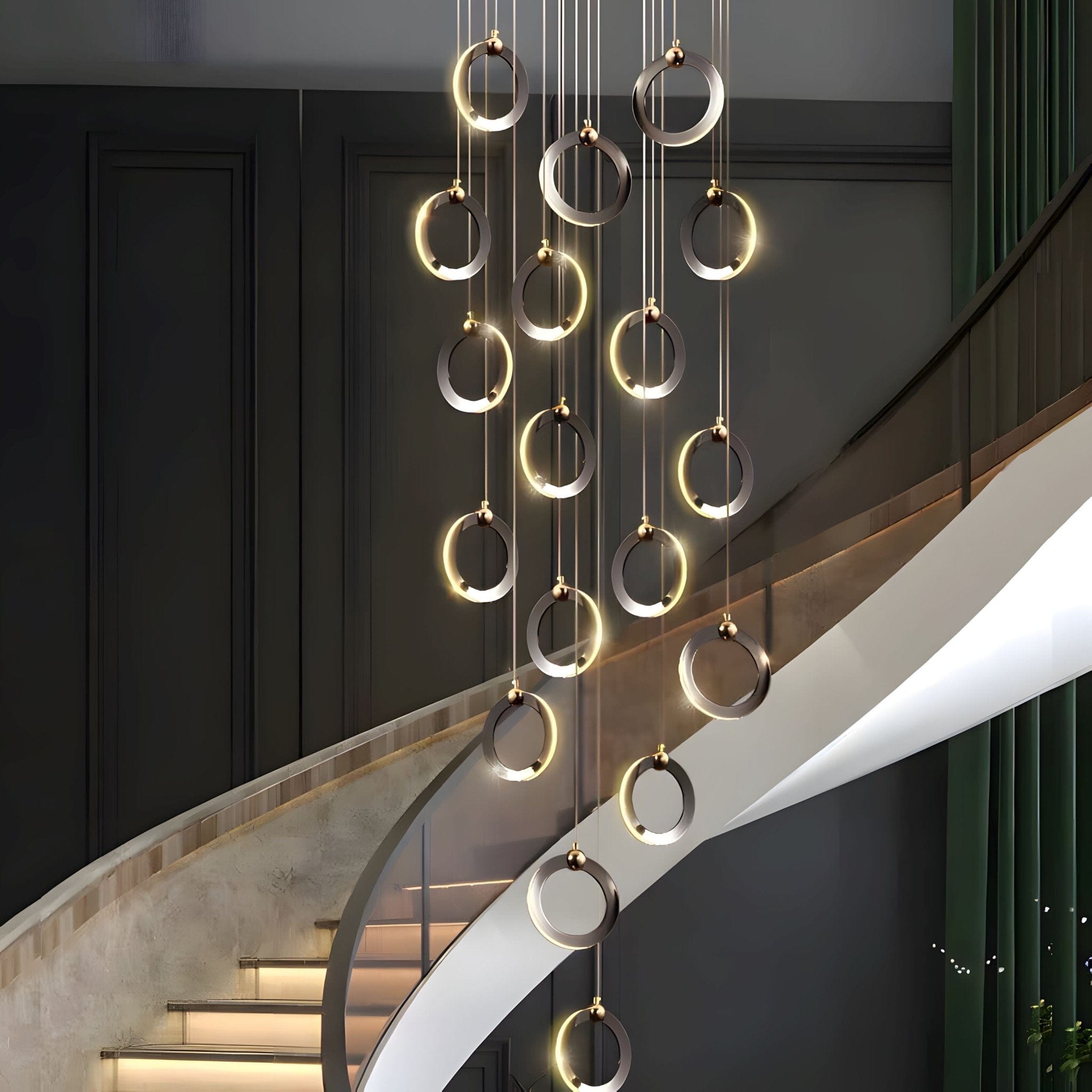 NEBULA Chandelier - 1 ring - 6.6" x 60" / 17cm x 150cm - 8WCool Light (6000K)Joyfuzzy