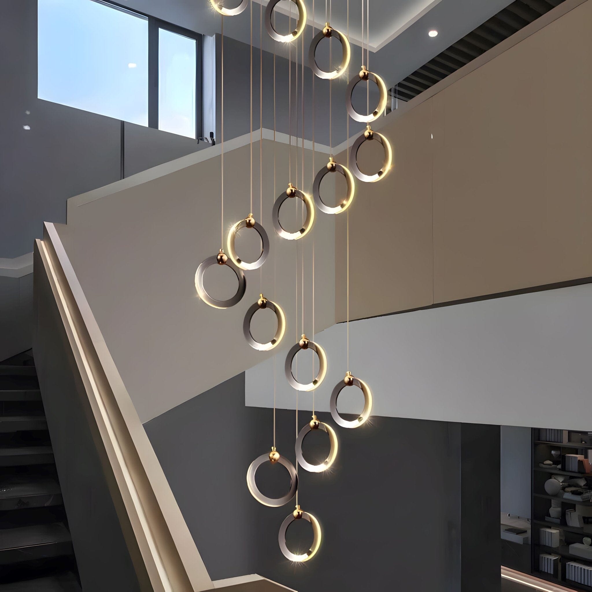 NEBULA Chandelier - 1 ring - 6.6" x 60" / 17cm x 150cm - 8WCool Light (6000K)Joyfuzzy