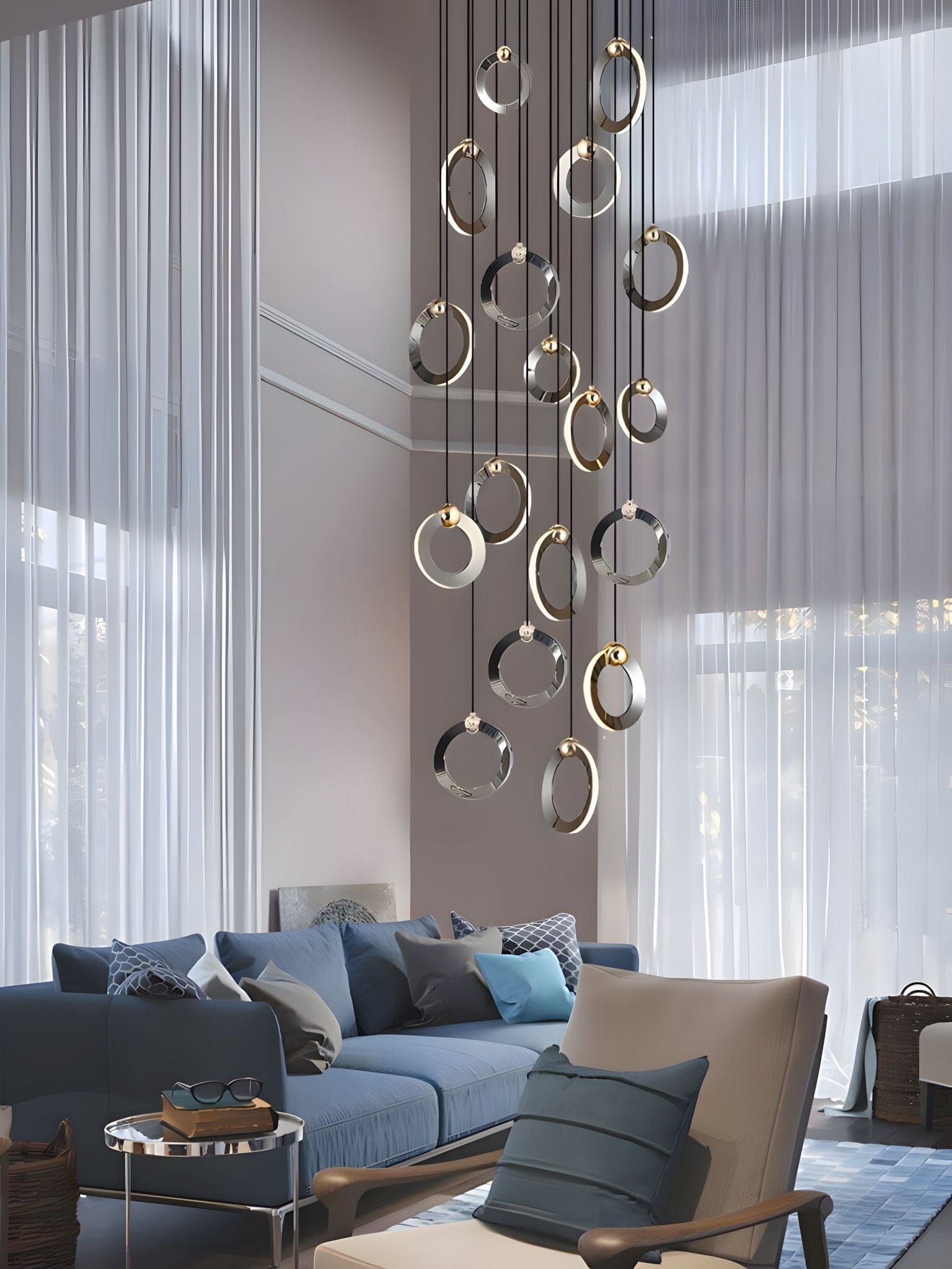 NEBULA Chandelier - 1 ring - 6.6" x 60" / 17cm x 150cm - 8WCool Light (6000K)Joyfuzzy