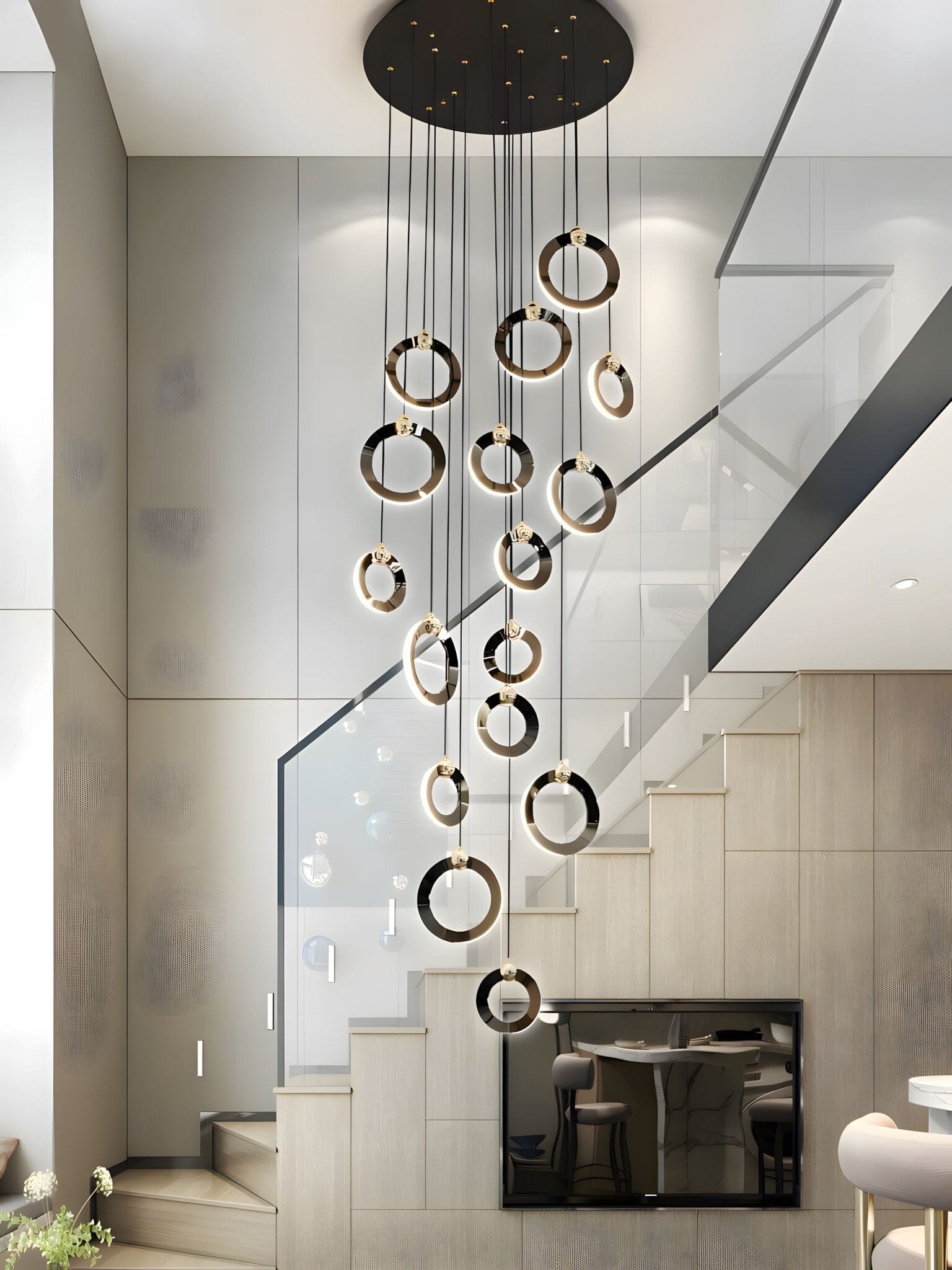 NEBULA Chandelier - 1 ring - 6.6" x 60" / 17cm x 150cm - 8WCool Light (6000K)Joyfuzzy