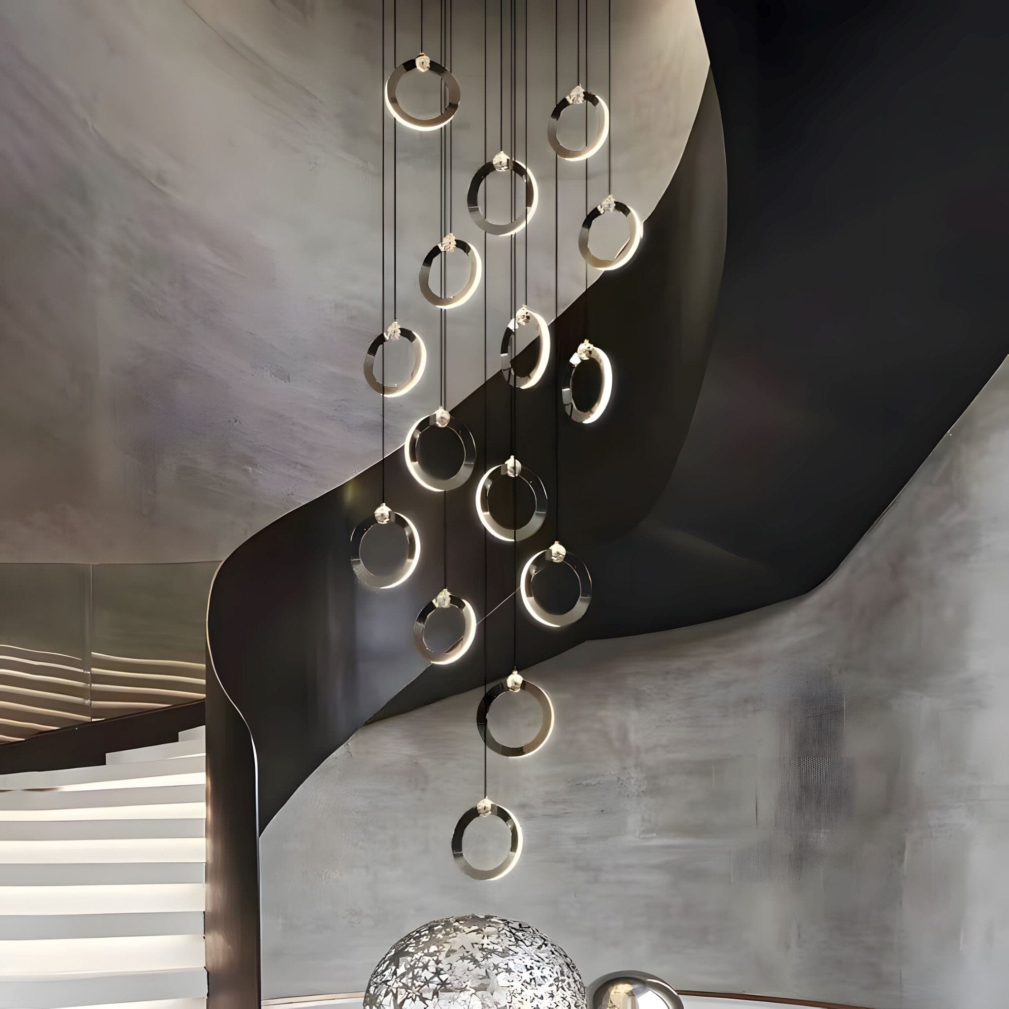 NEBULA Chandelier - 1 ring - 6.6" x 60" / 17cm x 150cm - 8WCool Light (6000K)Joyfuzzy