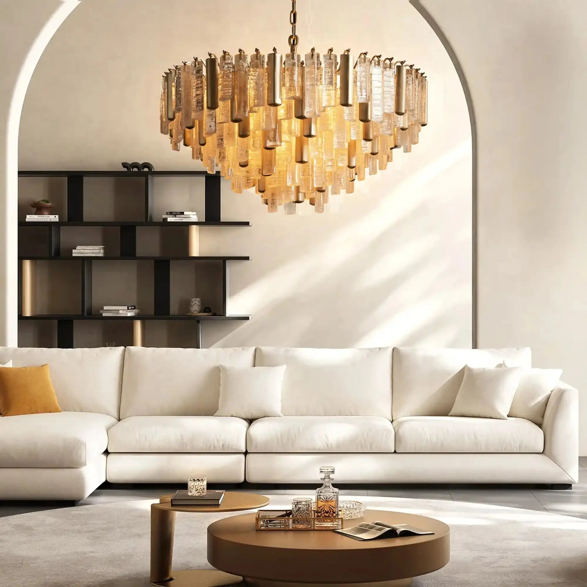 Neve Round Chandelier - BrassJoyfuzzy