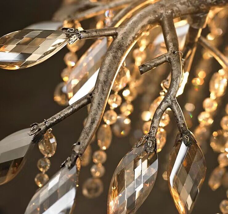 New Luxury Branch Crystal Pendant Chandelier Designer Creative Art Dining Room/Living Room Light Fixture - L26.8"*W29.52"*H14.2"GoldWarm LightJoyfuzzy