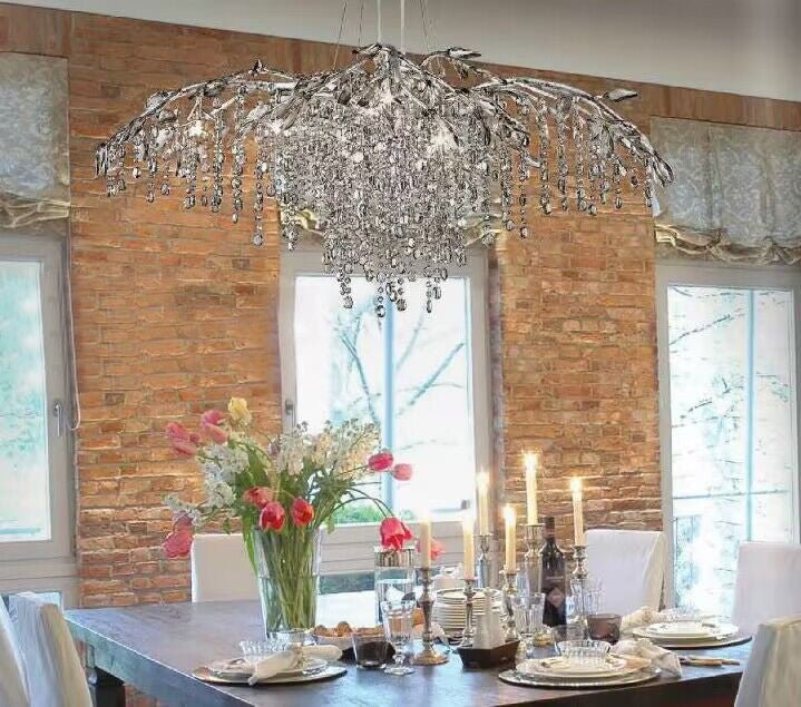 New Luxury Branch Crystal Pendant Chandelier Designer Creative Art Dining Room/Living Room Light Fixture - L74.8"*W29.52"*H23.0"ChromeWarm LightJoyfuzzy