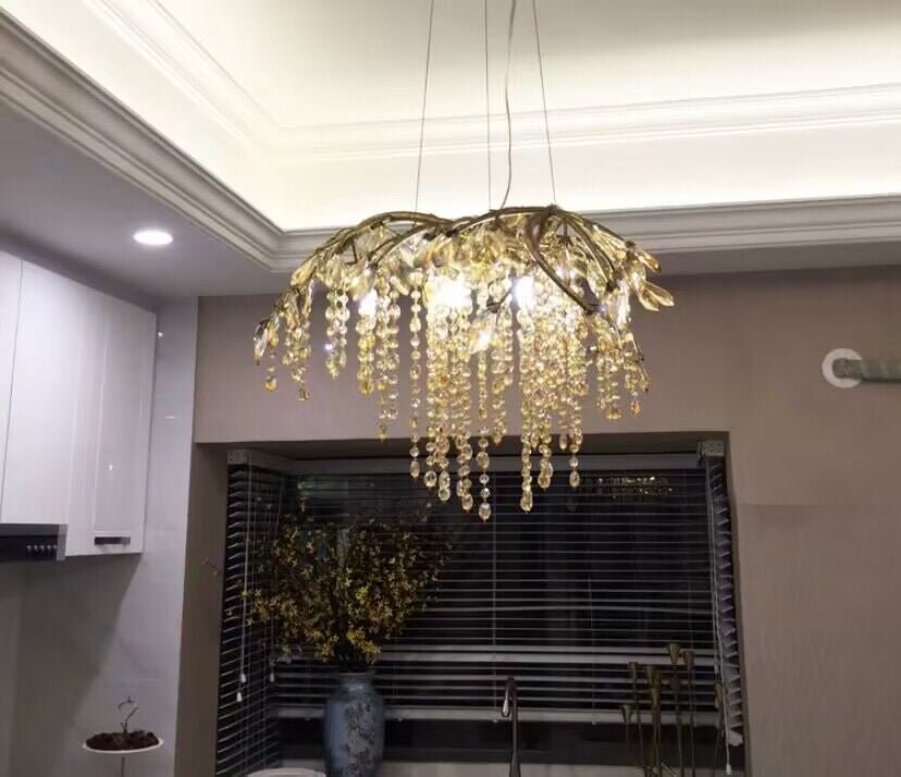 New Luxury Branch Crystal Pendant Chandelier Designer Creative Art Dining Room/Living Room Light Fixture - L26.8"*W29.52"*H14.2"GoldWarm LightJoyfuzzy