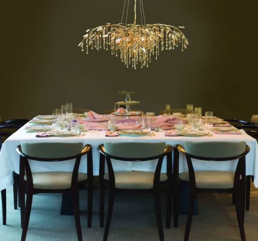 New Luxury Branch Crystal Pendant Chandelier Designer Creative Art Dining Room/Living Room Light Fixture - L26.8"*W29.52"*H14.2"GoldWarm LightJoyfuzzy